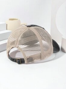 1pc Women's Vintage Mesh Baseball Cap, Fashionable Distressed Hat With Adjustable Circumference, Versatile Trucker Hat For Sun Protection And Breathability, Suitable For Outdoor And Daily Wear - A - View 4