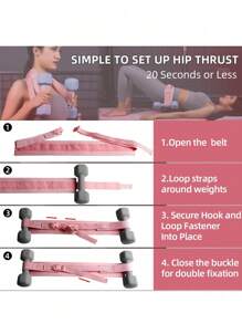 1pc Pink Hip Resistance Band With 10cm Width, Hip Pad For Glute Bridge & Butt Exercise, For Dumbbell & Kettlebell Workout, Bow Step & Reverse Squat - Multicolor - View 3