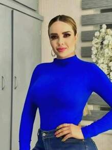 BLUSA TERMICA CUELLO ALTO BASIC TEXTURA BASICA - Azul Cadete - Ver 2