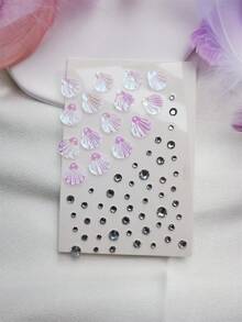 1個立體身體閃亮寶石貼紙，婚禮派對新娘伴娘頭飾，音樂節DIY眼臉寶石貼紙，適用於舞蹈表演、派對和舞台cosplay公主化妝，假紋身 - 彩色 - 查看 3