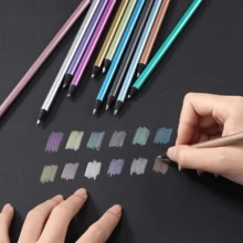 Set Di 12 Matite Metalliche Colorate Con Glitter, Colori Flash E Fluorescenti Per Pittura E Disegno - Colore metallizzato perlescente - Visualizzare 4