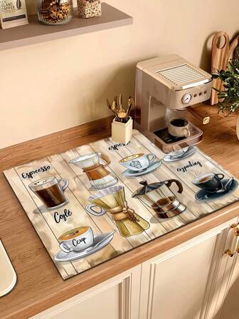 1 pieza, Alfombrilla de drenaje de barro de diatomeas para máquina de café, alfombrilla de goma suave para drenaje, antideslizante, súper absorbente y resistente al desgaste para secar platos, posavasos para encimera, comedor, mesa de la cocina, mascota, mesa del patio, suministros para el hogar y la escuela.