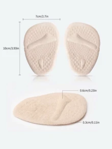 1双加大码柔软硅胶前脚掌垫，舒适防痛防摩擦前脚掌垫，适用于高跟鞋、鞋子、凉鞋 - 米色 - 查看 4