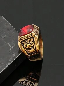 Latest High Quality Plated Gold Stainless Steel Rings For Men Red Stone Rings - Gold Ring - View 7