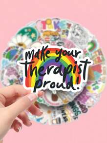 60入組情緒治療塗鴉貼紙，可愛漫畫防水剪貼簿貼紙，藝術治療貼紙，裝飾貼紙動漫貼紙，時尚漫畫防水貼紙 - 彩色 - 查看 1