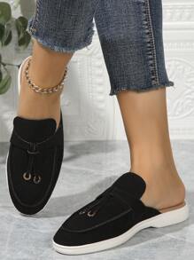 Women's Large Size Loafers, Soft Bottom Flat Casual Slip-On Shoes, Comfortable Shoes, Versatile - Black - View 4