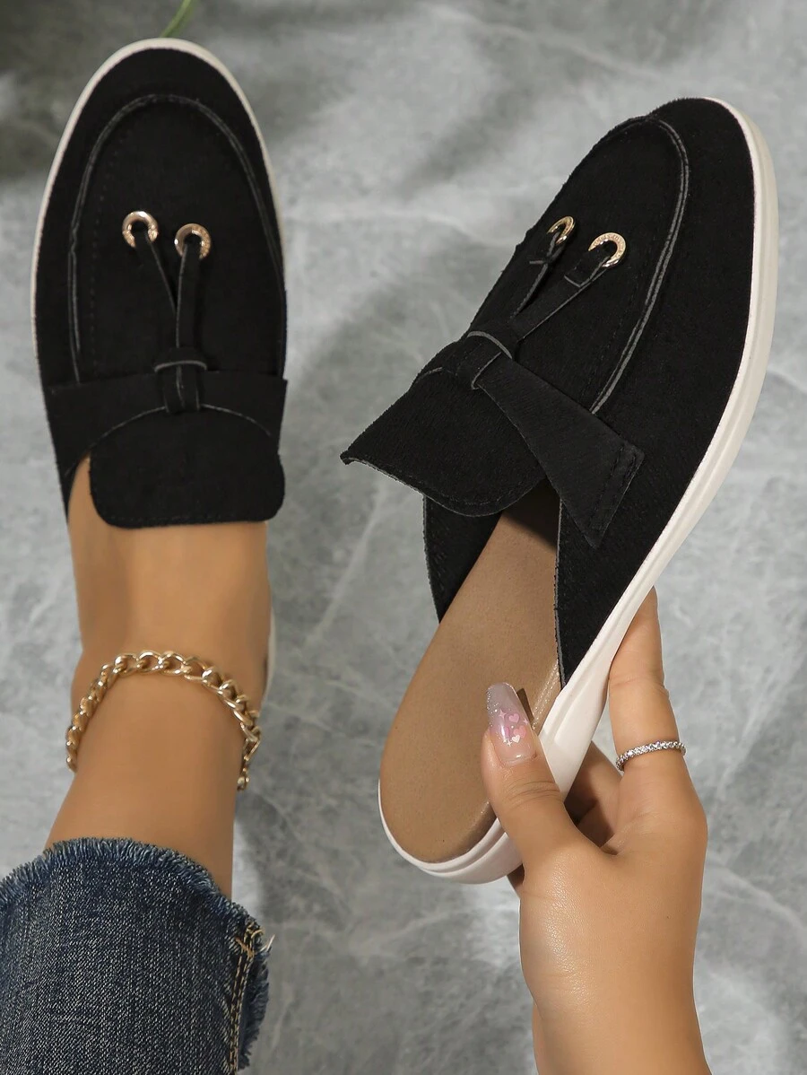 Women's Large Size Loafers, Soft Bottom Flat Casual Slip-On Shoes, Comfortable Shoes, Versatile - Black - View 1