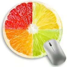 1pc Round Fruit Patterned Mouse Pad, Anti-Slip Gaming And Office Accessory For Laptop - Multicolor 2 - View 3