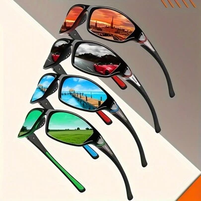 1 件偏光运动眼镜 - 男士时尚眼镜，非常适合骑自行车、钓鱼和开车