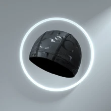 1 pièce Nouveau produit noir Bonnet de bain imperméable en PU, imprimé alphabet unisexe, doux et confortable sans compression de la tête, équipement de natation professionnel, accessoires de plage, accessoires de piscine - Noir - Voir 5