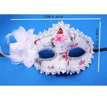 1Pc Lace Transparent Plastic Masquerade Mask Women Venetian Masks Party Masks Lace Mask For Halloween Bachelorette Party And Costumes  Red - Random Color - View 2