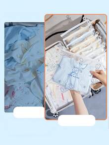 Travel Clothing Storage Bag For Baby, Luggage Organizer, Waterproof Underwear Bag, Maternity Separation Package, Sealed Storage Bag, 6 Different Sizes (Without Contents) - Blue and White - View 5
