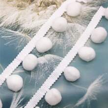 2pcs Multiple Color Pom Pom Lace Clothing/Curtain/Pillow/Handbag/Hat Decorative Material, 2 Sizes Available - Coffee Brown - View 3