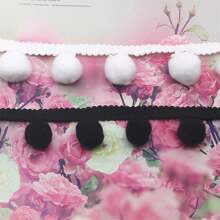 2pcs Multiple Color Pom Pom Lace Clothing/Curtain/Pillow/Handbag/Hat Decorative Material, 2 Sizes Available - Coffee Brown - View 5