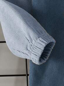 2pcs Young Boy Color Block Corduroy Long Sleeve Zip-Up Jacket And Elastic Waist Pants Outfit, Party & Holiday