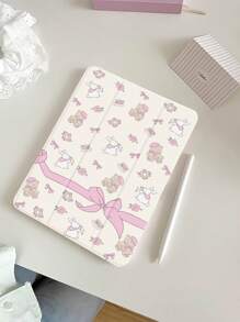 漂亮可爱的兔子和熊图案硅胶平板电脑保护套，带笔槽和睡眠/唤醒功能，兼容华为、小米、iPad、三星 - 彩色 - 查看 2