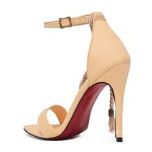 Sandália de Luxo Feminina Pêssego Claro Salto Alto 10cm Bico Fino Lançamento Verão Confortável Exclusividade Vitória Lugo