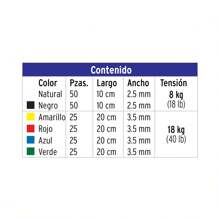 Cinchos plásticos en colores surtidos, Volteck, Bolsa con 200 - Multicolor - Ver 3