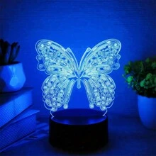 1入現代3D蝴蝶夜燈，觸控調色幾何圖案燈，USB供電桌燈適用於不同房間風格，創意臥室裝飾照明，不需電池的新奇禮物
