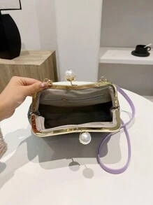 这款时尚的中国风晚宴手拿包采用撞色花卉印花设计，搭配简约的仿珍珠链条肩带、精致刺绣和可调节肩带，可斜挎或单肩背。适合婚礼、音乐节和正式场合。这款精致的花卉包尽显女性魅力。 - 彩色 - 查看 11