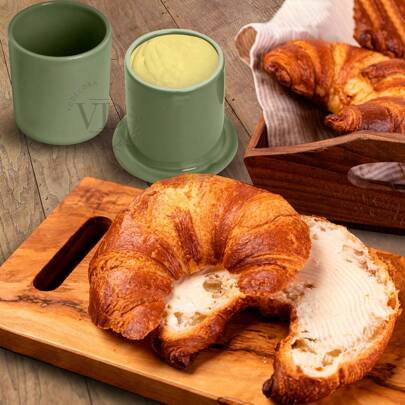 Manteigueira Francesa de Cerâmica Verde Lisa