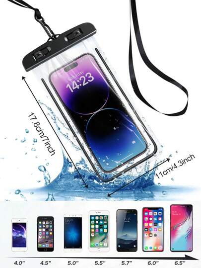 5PCS/2PCS/1pc Universal Waterproof Phone Pouch, Universal Luminous Waterproof Phone Bag, Waterproof Phone Case Compatible With Iphone 16 15 14 13 12 11Pro Max XS Plus Galaxy S22 S23 Cellphone Up To 7.0", 3D Cellphone Dry Bag For Vacation Compatible Phone Models Apple IPhone 14 Pro, 14 Pro Max, 14 Plus, 14, 13 Pro, 13 Pro Max, 13 Mini, 13, 12 Pro, 12 Pro Max, 12 Mini, 11 Pro Max, 11 Pro