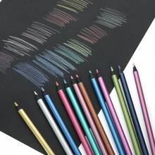Set Di 12 Matite Metalliche Colorate Con Glitter, Colori Flash E Fluorescenti Per Pittura E Disegno - Colore metallizzato perlescente - Visualizzare 3