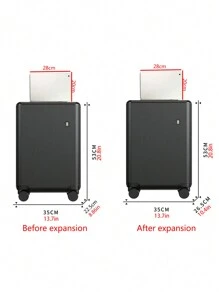 1pc 20-Inch PC Carry-On Luggage With Expandable Wheel System, Durable And Solid Thickened Password Travel Suitcase, Lightweight Bag For School School Accessories School Stuff - Black - View 2