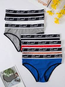 7pcs Women's Stretchy Letter Printed Triangle Panties Set