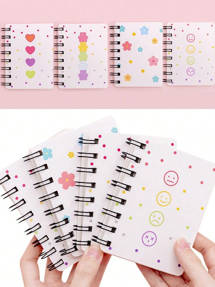 1pc Spiral Bound Pocket Notebook, Mini Portable Memo Book For Students - Multicolor - View 1