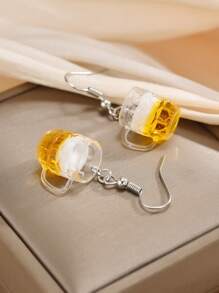 2pcs Novelty Mini Mug Shaped Earrings For Women, Oktoberfest Style