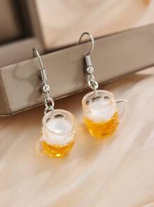 2pcs Novelty Mini Mug Shaped Earrings For Women, Oktoberfest Style