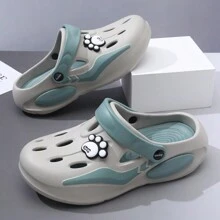 Fashionable Cute Paw Clogs Women Thick Bottom Increased Height Cartoon Beach Slippers Outdoor Wear Summer Clogs Women Trending Nurse Work Outdoor Wear Beach Slippers Thick Bottom Closed Toe Slippers - Grey - View 2