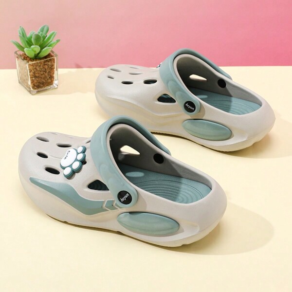 Fashionable Women's Cute Paw Perforated Shoes With Thick-Soles For Anti-Slip, Cartoon Beach Slippers For Spring, Summer And Autumn, Popular Online, Nurse Slippers For Work, And Comfortable, Thick-Soled Anti-Slip Hole Shoes For Operating Room, Perforated Soft-Sole Beach Slippers For Outdoor Wearing