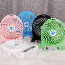 Ventilador Led Recargable Portátil Ajustable De 3 Velocidades Enfriador De Aire Mini Operado Escritorio Usb-Batería  Con Batería Recargable y Base Para Escritorio - Verde - Ver 3