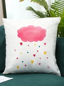 1 Stück/4 Stücke Super weicher dekorativer Kissenbezug mit Cartoon Wetter Herz Regenbogen Sonnen Muster, geeignet für Auto, Bekleidungsgeschäft, Heimdekoration, Schlafzimmerkissenbezug, Wohnzimmer Sofakissenbezug (Kissenkern nicht inbegriffen)