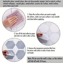 12pcs Hexagon Acrylic Mirror Wall Sticker, Self-Adhesive Plastic Geometric Decorative Mirror Sticker For Home Decor - Silver - View 8