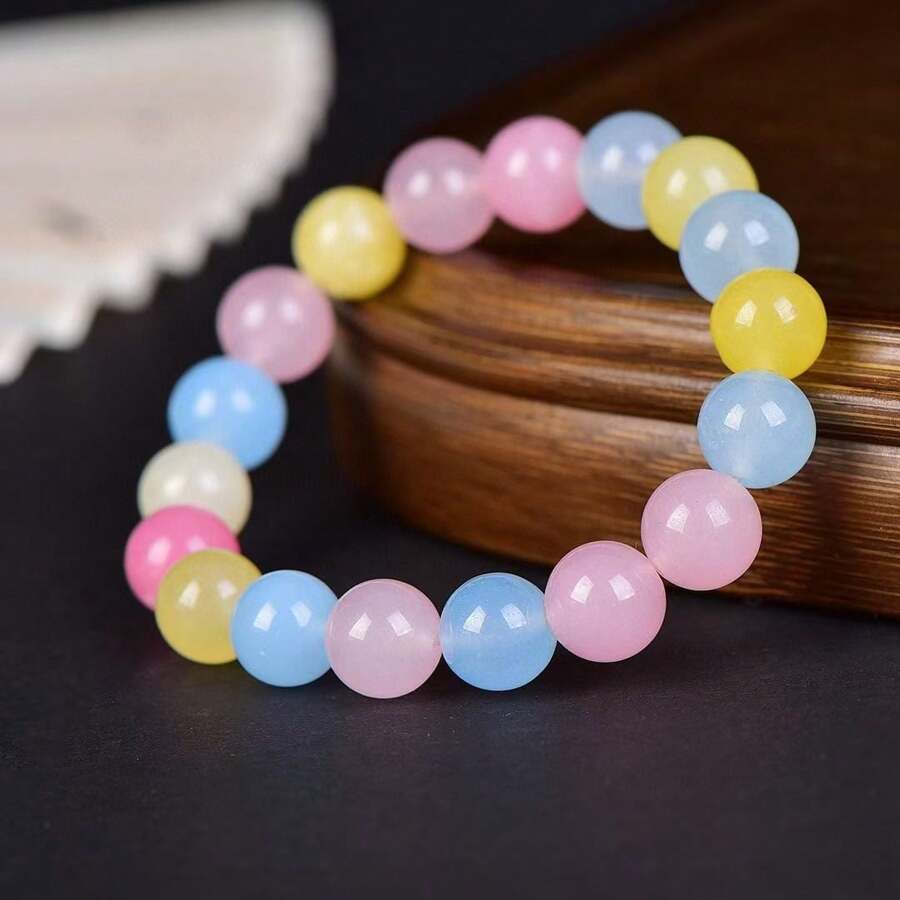 Natural Healing Agate Bracelet, Jade Bead Bracelet, Suitable For Men And Women, Minimalist Bracelet, Gemstone Jewelry, Elegant Women's Jewelry, Holiday Gift, Summer Gift For Her - B10mm - View 1