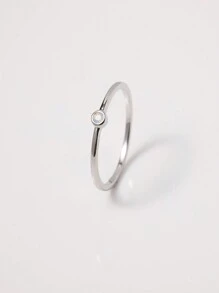 1 pezzo Anello decorativo minimalista impilabile in argento sterling 925 con 12 pietre preziose dei segni zodiacali (3mm), design sottile e delicato adatto a donne e ragazze - maneggiare con cura, inclusa confezione regalo - Argento - Visualizzare 4
