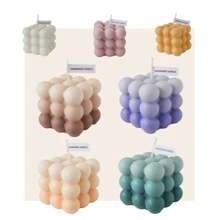 1 Stück 150g weißer Würfelkerze, kreative handgefertigte Makaron-duftende Kerze, niedliche Blasen-Heimdekoration für Szenenfotografie-Requisiten, geeignet für Feiertagsfeiern und Partydekoration, Mädchen-Schlafzimmerschmuck, Geschenke
