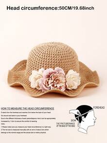 1pc Toddler Sun Hat With Ruffled Brim, Breathable Kids Summer Beach Hat For Boys And Girls Ages 1-3 - Khaki - View 2