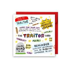 Tarjeta de despedida de trabajo divertida 'La carta del traidor' - rojo - Ver 7