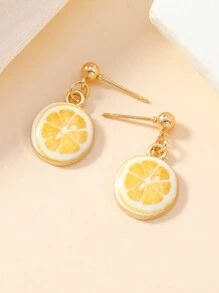1對女性夏季草莓檸檬水果造型耳環，日常/休閒/度假水果飾品 - 檸檬 - 查看 4