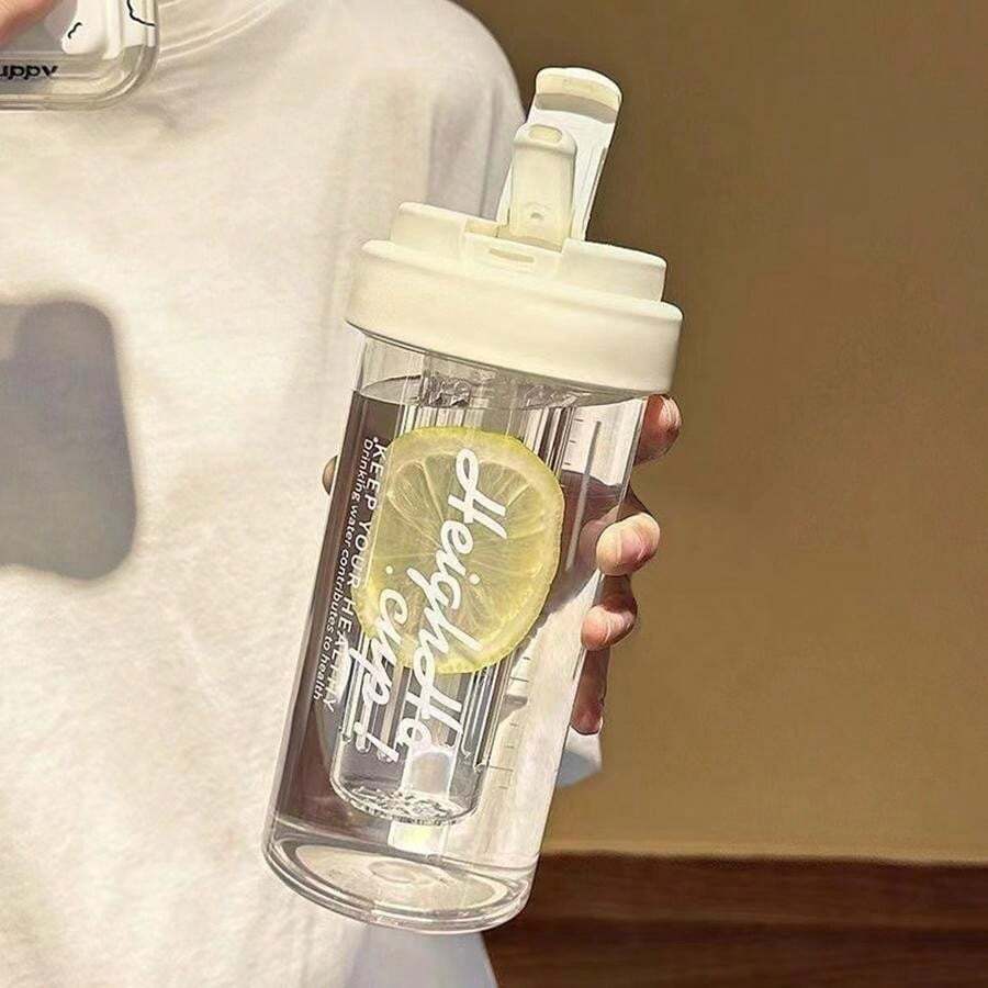 1pc Simple Tea Cups Large Capacity Coffee Plastic Cups Portable Straw