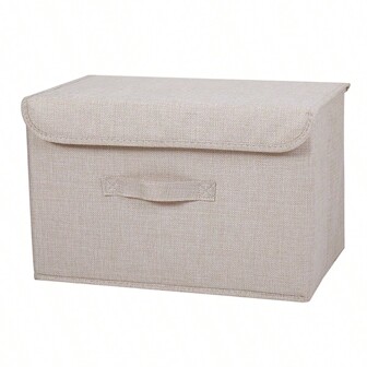 1pc Washable  Linen Fabric Folding CD Storage Box Foldable Bins Toys Organizer With Lid Storage Basket Laundry Basket