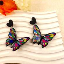 1 đôi Bông tai mặt dây chuyền nhiều màu hình hoa và bướm bằng nhựa acrylic hợp thời trang theo phong cách Bohemian, hoàn hảo cho trang phục hàng ngày của phụ nữ và bữa tiệc bãi biển mùa hè - hoa bướm - Xem 12