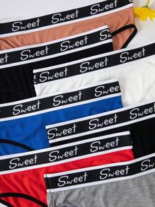 7pcs Women's Stretchy Letter Printed Triangle Panties Set