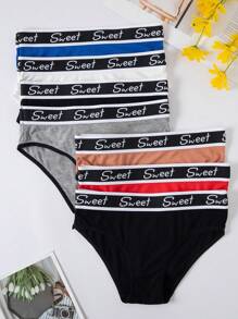7pcs Women's Stretchy Letter Printed Triangle Panties Set