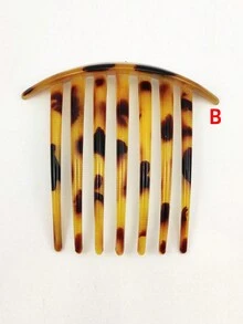 1把豹纹7齿防滑塑料发梳，适合日常佩戴 - 彩色 - 查看 11