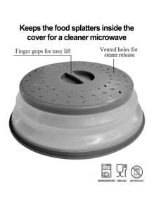 1入折疊式微波爆炸防護罩，耐高溫防油蓋用於加熱食物，亦適用於冰箱保鮮罩，廚房、夏日海灘派對、食品、露營、收納、房間裝飾、廚房用品。